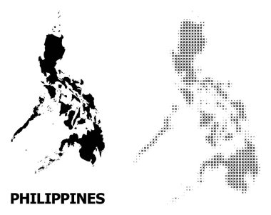Vektör Halftone Desen ve Filipinler Katı Haritası