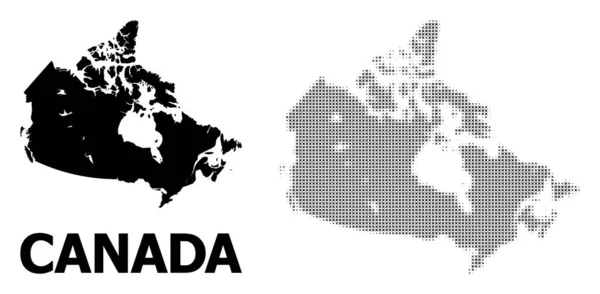 Vector Semitono Mosaico y Mapa Sólido de Canadá — Archivo Imágenes Vectoriales