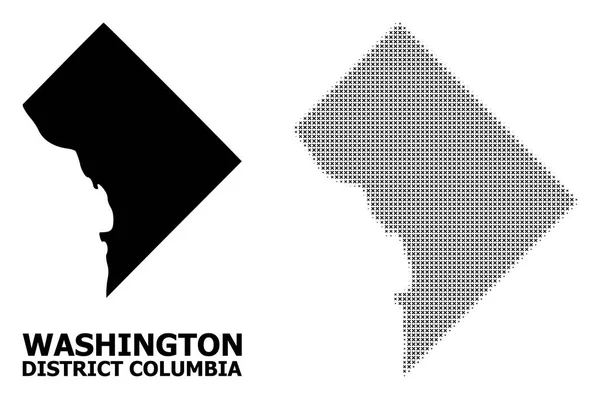 Vector medio tono mosaico y sólido mapa del Distrito de Columbia — Vector de stock