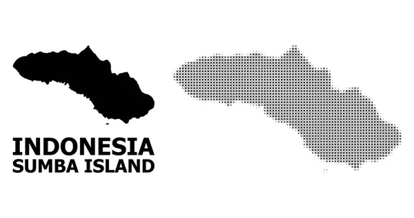 Vector Halftone Mosaic e Mapa Sólido da Ilha de Sumba — Vetor de Stock