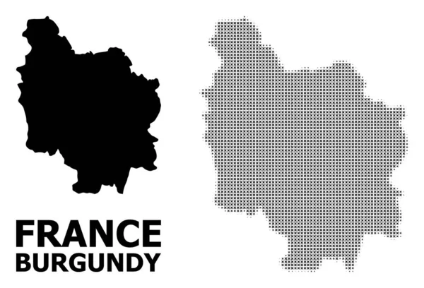 Modello vettoriale mezzitoni e mappa solida della provincia di Borgogna — Vettoriale Stock