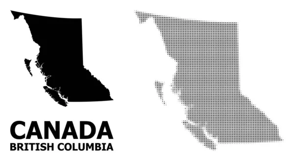 Vector medio tono mosaico y mapa sólido de la provincia de Columbia Británica — Vector de stock