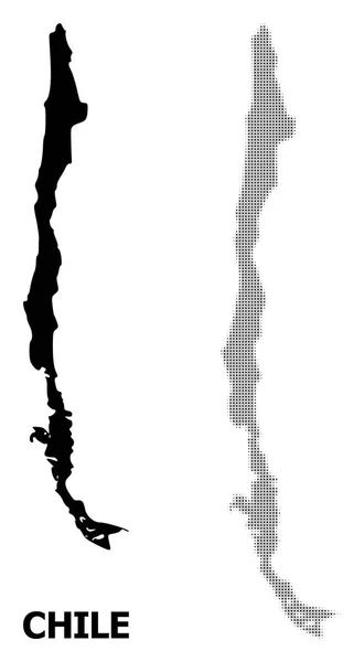 Vector Semitono Mosaico y Sólido Mapa de Chile — Archivo Imágenes Vectoriales