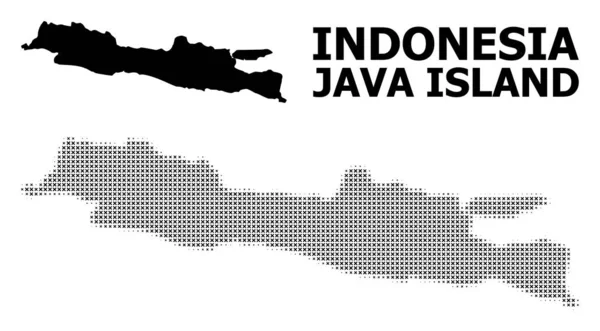 Vektör Halftone Mozaik ve Java Adası Katı Haritası — Stok Vektör