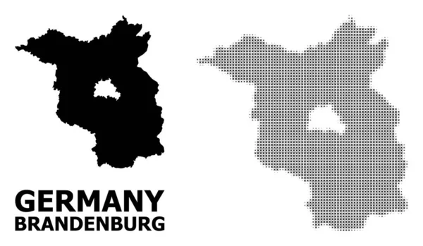 矢量半色调马赛克和勃兰登堡州固体地图 — 图库矢量图片
