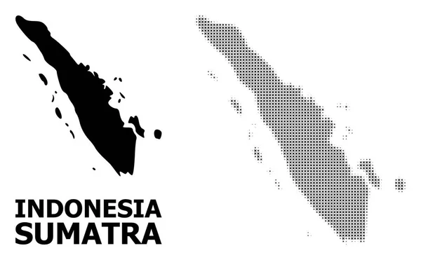 Vektor Halftone Mosaik dan Peta Solid Pulau Sumatra - Stok Vektor