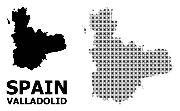 Patrón vectorial a medio tono y mapa sólido de la provincia de Valladolid — Vector de stock