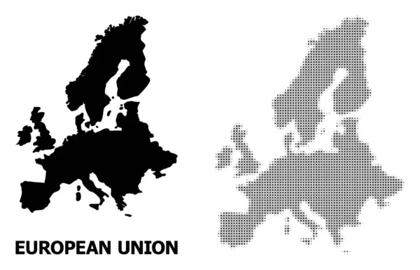 Vector Medio tono Mosaico y Mapa Sólido de la Unión Europea — Archivo Imágenes Vectoriales