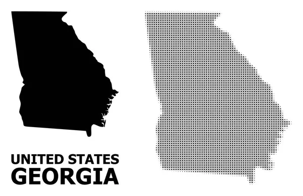 Vector Halftone Pattern and Solid Map of Georgia State — Stock Vector