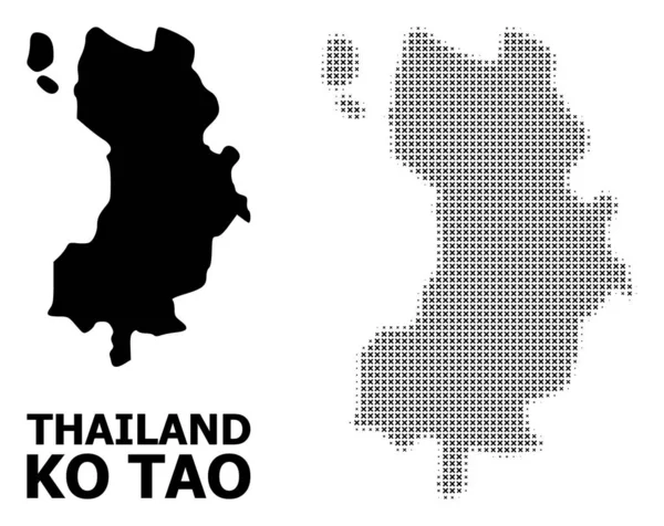 Vector Halftone Mosaic and Solid Map of Ko Tao — Stock Vector