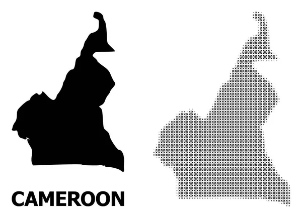 Patrón de semitono vectorial y mapa sólido de Camerún — Vector de stock