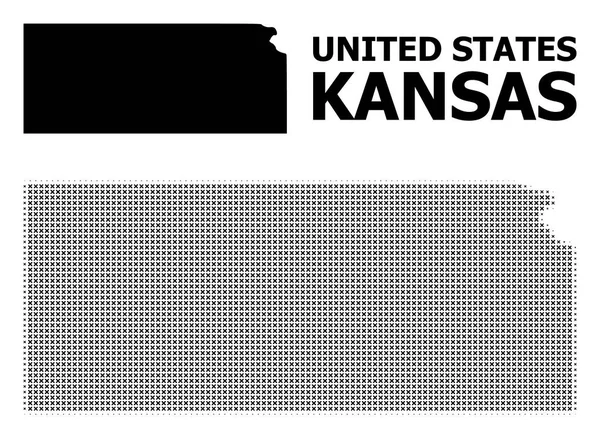 Modello di mezzitoni vettoriali e mappa solida dello stato del Kansas — Vettoriale Stock