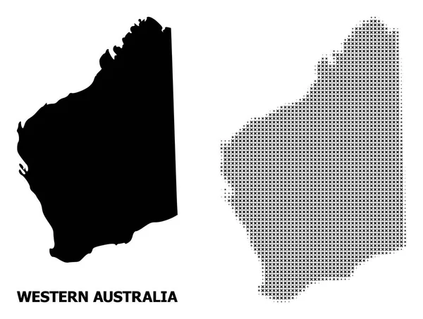 Vektorhalbtonmuster und solide Karte von Westaustralien — Stockvektor