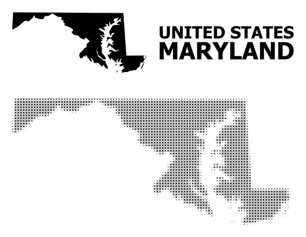 Векторний Напівтоновий візерунок і суцільна карта штату Меріленд — стоковий вектор