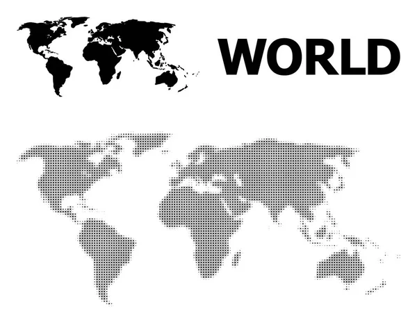 Vektor rastermönster och solid karta över världen — Stock vektor
