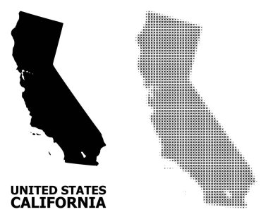Vektör Halftone Mozaik ve California Katı Haritası