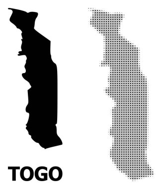 Vektör Halftone Mozaik ve Togo Katı Haritası