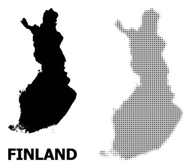 Vektör Halftone Deseni ve Finlandiya Katı Haritası