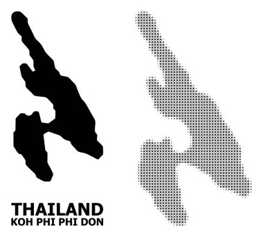 Vektör Halftone Desen ve Koh Phi Don Katı Haritası