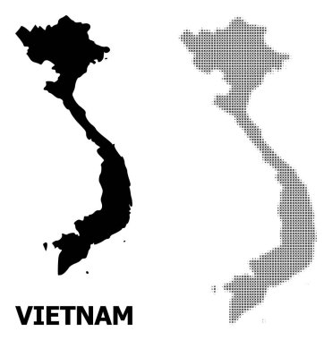 Vektör Halftone Mozaik ve Vietnam Katı Haritası