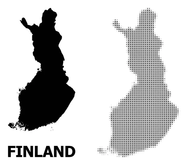 Vector Halftone Pattern and Solid Map of Finland — Stock Vector