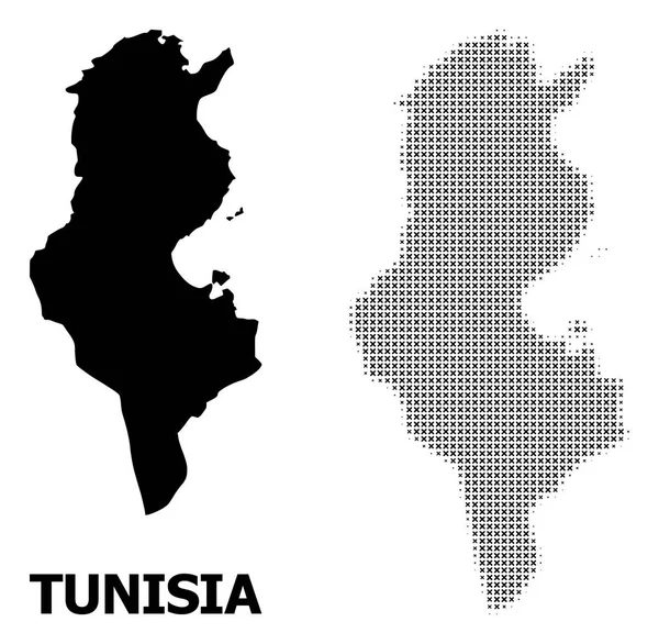 Vektör Halftone Deseni ve Tunus Katı Haritası