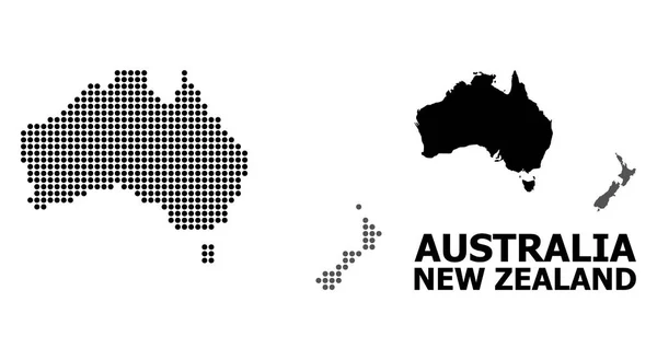 Pixelated Mosaic Mapa de Australia y Nueva Zelanda — Archivo Imágenes Vectoriales