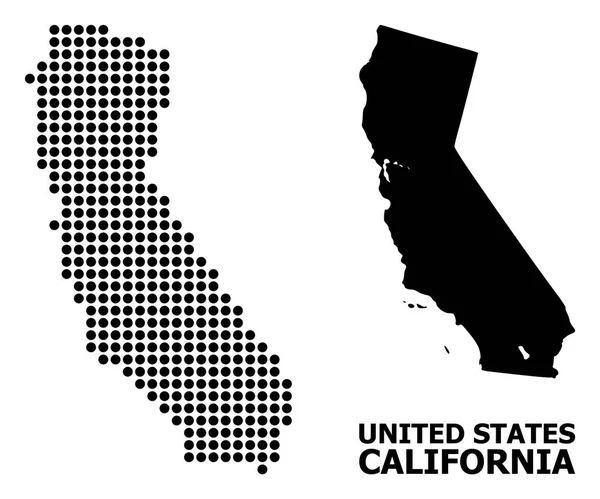 Punktmusterkarte von Kalifornien — Stockvektor