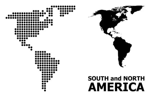 Gepunktete Mosaikkarte von Süd- und Nordamerika — Stockvektor