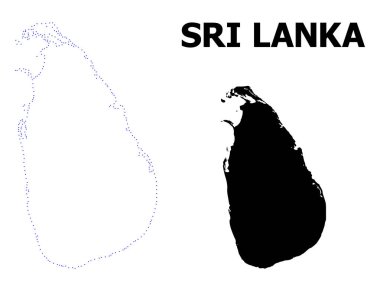 Vektör Kontur Resimli Sri Lanka Noktalı Haritası