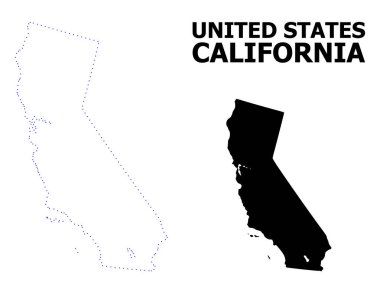 Vektör Kontur Adı ile California Noktalı Haritası