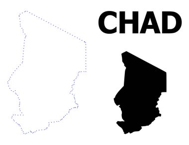 Başlık lı Çad Vektör Kontur Noktalı Haritası