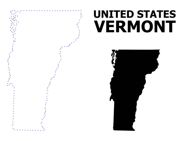 Vector contour gestippelde kaart van Vermont staat met bijschrift — Stockvector