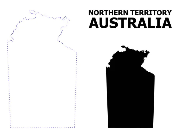 Obrysový profil s tečkou na mapě Austrálie Severního teritoria s názvem — Stockový vektor