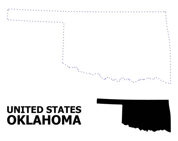 Vector Contour Mapa punteado del estado de Oklahoma con nombre — Vector de stock