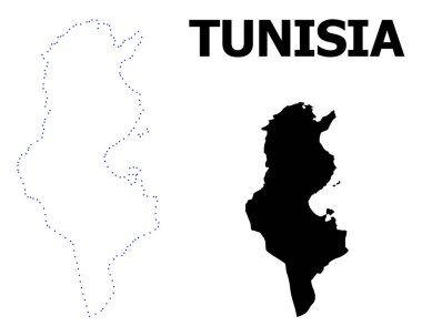 Vektör Kontur Adı ile Tunus Noktalı Haritası