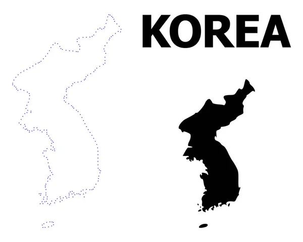 Vector Contour Mapa punteado de Corea con leyenda — Vector de stock