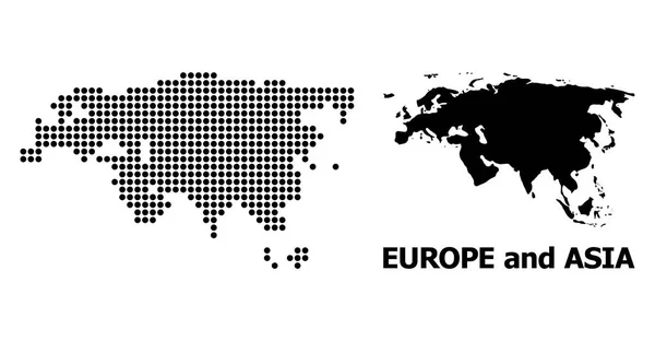 Mapa del patrón de puntos de Europa y Asia — Vector de stock