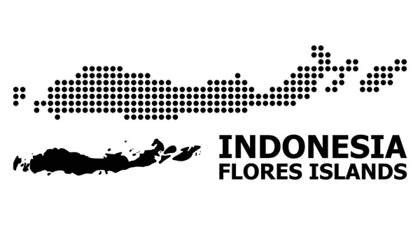 インドネシアのドットモザイク地図 - フローレス諸島 — ストックベクタ