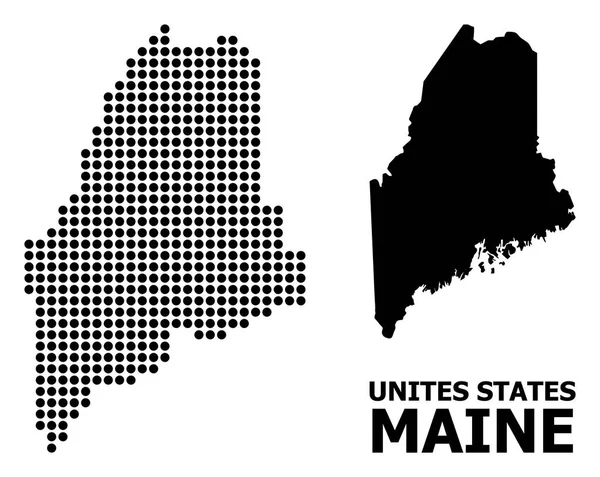 Carte à pointillés de l'État du Maine — Image vectorielle