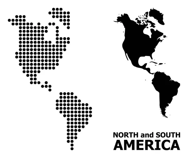 Mapa de mosaico punteado de América del Sur y del Norte — Vector de stock