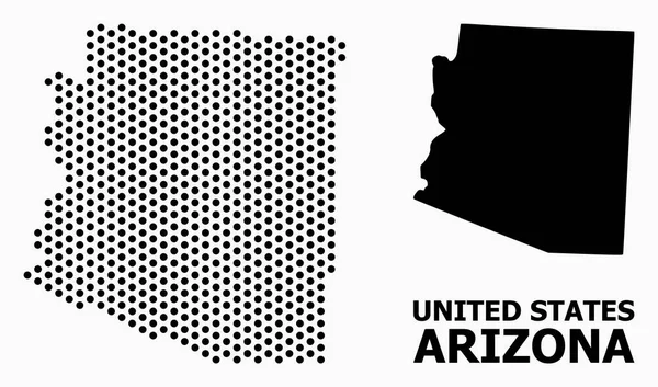 Prickig mosaik karta över Arizona stat — Stock vektor