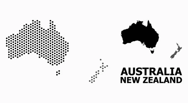 Mapa del patrón de puntos de Australia y Nueva Zelanda — Archivo Imágenes Vectoriales