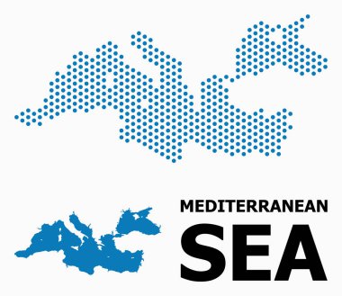 Dotted Mosaic Map of Mediterranean Sea clipart