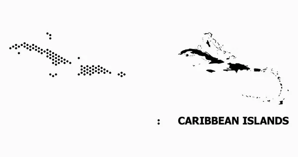 Mapa punteado de las islas del Caribe — Vector de stock