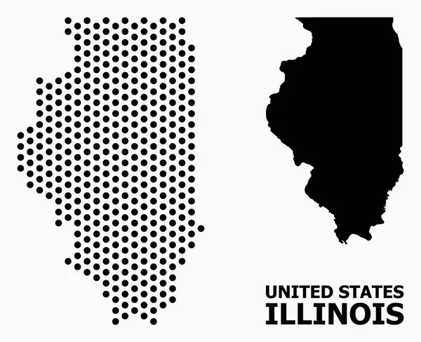 Illinois Eyaleti Pikselli Mozaik Haritası — Stok Vektör