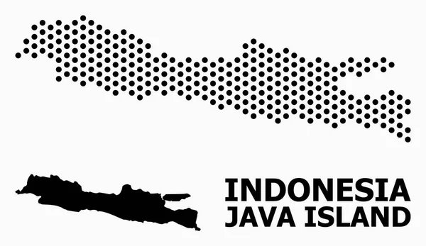 Pixelated Mappa Mosaico di Java Island — Vettoriale Stock