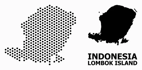 Peta Mosaik Dotted Pulau Lombok - Stok Vektor