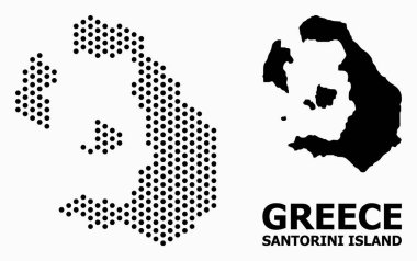 Santorini Adası Pikselli Mozaik Haritası