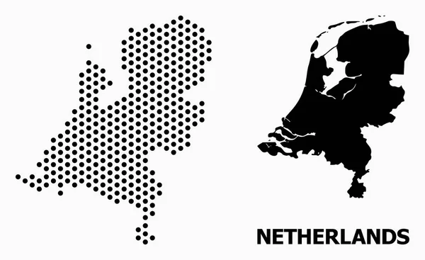 Dotted Pattern Map of Netherlands — Stock Vector